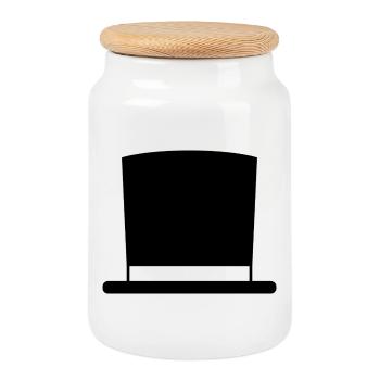 Top Hat - Cookie Jar with Wooden Lid - white - Front