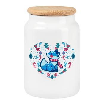 Cœur de l’hiver - Boîte à biscuits avec couvercle en bois - blanc - Devant