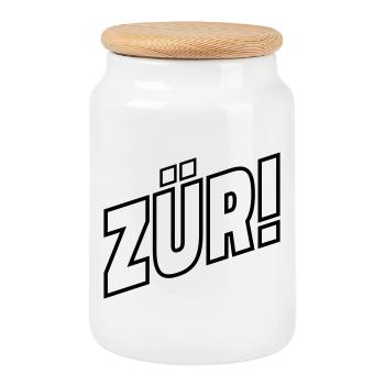 Zurich - Cookie Jar with Wooden Lid - white - Front