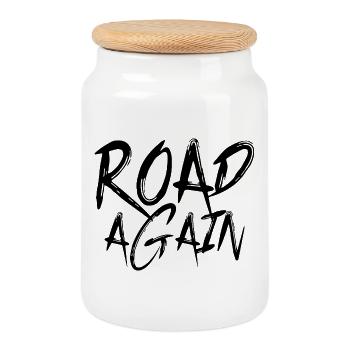 Road Again - Keksdose mit Holzdeckel - Weiß - Vorne