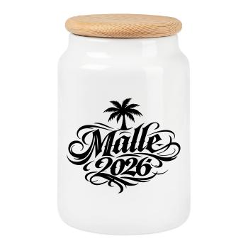 Malle 2026 Mallorca Tattoo - Boîte à biscuits avec couvercle en bois - blanc - Devant