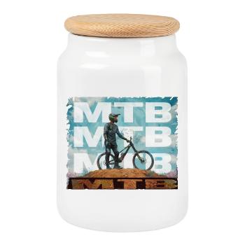 VTT - Boîte à biscuits avec couvercle en bois - blanc - Devant