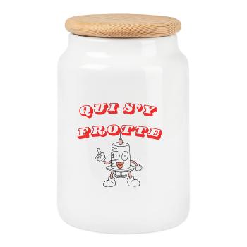 WHO RUBS UP AGAINST IT - Cookie Jar with Wooden Lid - white - Front