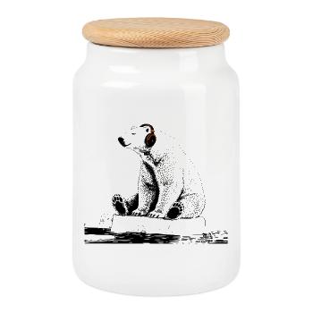 Arctic Beats - Cookie Jar with Wooden Lid - white - Front