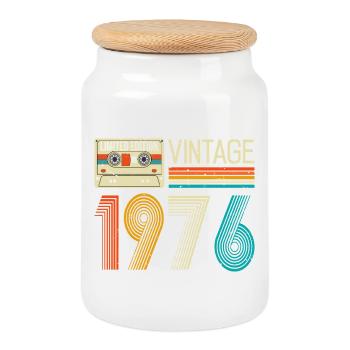 Vintage 1976 Limited Edition, 50. Geburtstagsgeschenke - Keksdose mit Holzdeckel - Weiß - Vorne