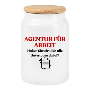 Agentur für Arbeit Design - Keksdose mit Holzdeckel - Weiß - Vorne