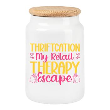 Thrift Shopper Thriftcation My Retail Thrift Store - Keksdose mit Holzdeckel - Weiß - Vorne
