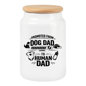Promoted from Dog dad to human Dad Schwanger Baby - Keksdose mit Holzdeckel - Weiß - Vorne