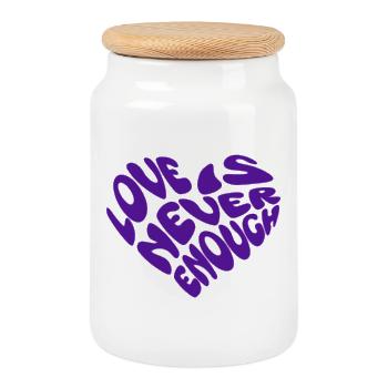 Motif d’amour en forme de cœur en forme de mot violet - Boîte à biscuits avec couvercle en bois - blanc - Devant
