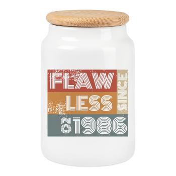 40th Birthday Flawless since 02/1986 - Cookie Jar with Wooden Lid - white - Front
