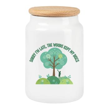 Désolé pour le retard Les bois ont gardé mes disques Disc golf - Boîte à biscuits avec couvercle en bois - blanc - Devant