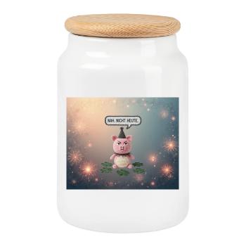 Knuddel-Pig: Nah. Nicht Heute - Keksdose mit Holzdeckel - Weiß - Vorne