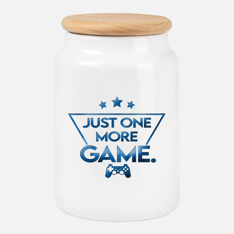 Just_one_more_game_ _gameplayer - Cookie Jar with Wooden Lid - white