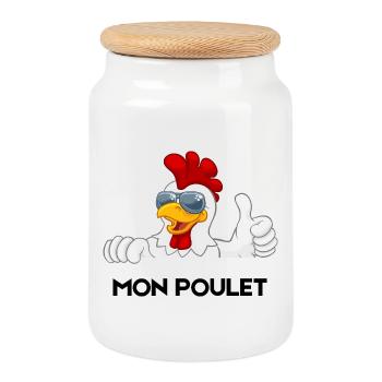Coq cool en lunettes soleil - Boîte à biscuits avec couvercle en bois - blanc - Devant