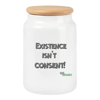L’existence n’est pas un consentement - GoVegan - Boîte à biscuits avec couvercle en bois - blanc - Devant