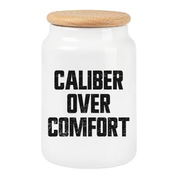 Caliber Ahead of Comfort – Concealed Carry in Accordance with 2nd V - Cookie Jar with Wooden Lid - white - Front