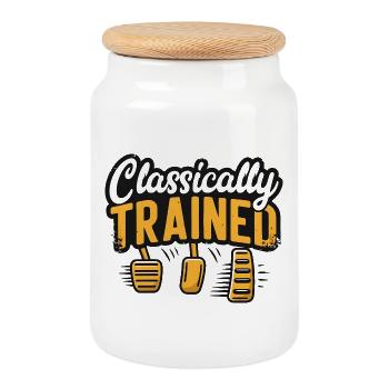 Classically Trained Manual Car Driver Pedals - Cookie Jar with Wooden Lid - white - Front