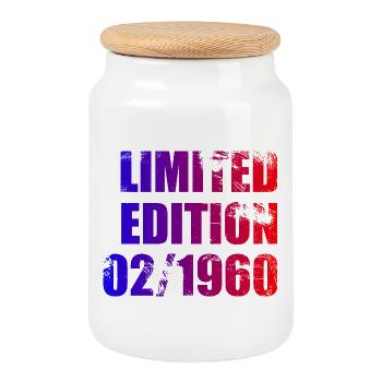 66. Geburtstag Limited Edition 02/1960 - Keksdose mit Holzdeckel - Weiß - Vorne