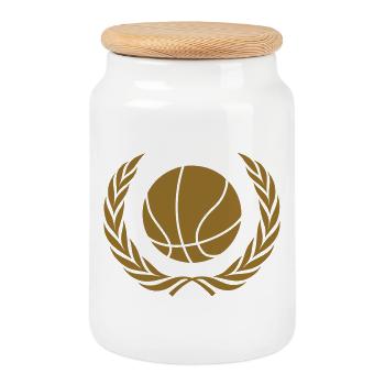Basketball / Basketball / Basktet-Ball / Sport - Keksdose mit Holzdeckel - Weiß - Vorne