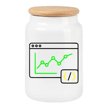 Web Analyse Chart Coding Browser Vektor - Keksdose mit Holzdeckel - Weiß - Vorne
