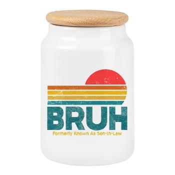 Bruh Sunset Retro-Meme-Design - Keksdose mit Holzdeckel - Weiß - Vorne