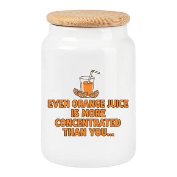 Orange Juice Concentration Funny Saying - Cookie Jar with Wooden Lid - white - Front