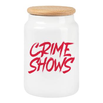 Krimi True Crime - Cookie Jar with Wooden Lid - white - Front