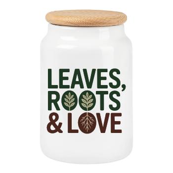 Herbalist Leaves Roots Love Professional Clinical  - Cookie Jar with Wooden Lid - white - Front
