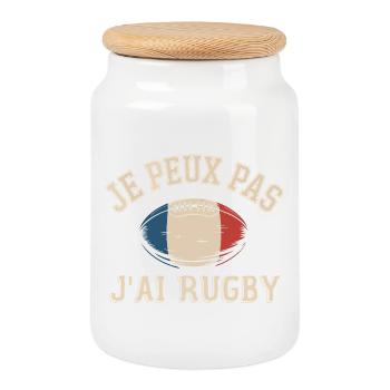 Je Peux Pas J'ai Rugby - Boîte à biscuits avec couvercle en bois - blanc - Devant