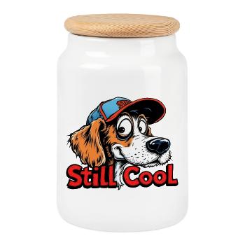 Still Cool Dog - Keksdose mit Holzdeckel - Weiß - Vorne