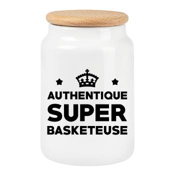Authentique Super Basketeuse - Boîte à biscuits avec couvercle en bois - blanc - Devant