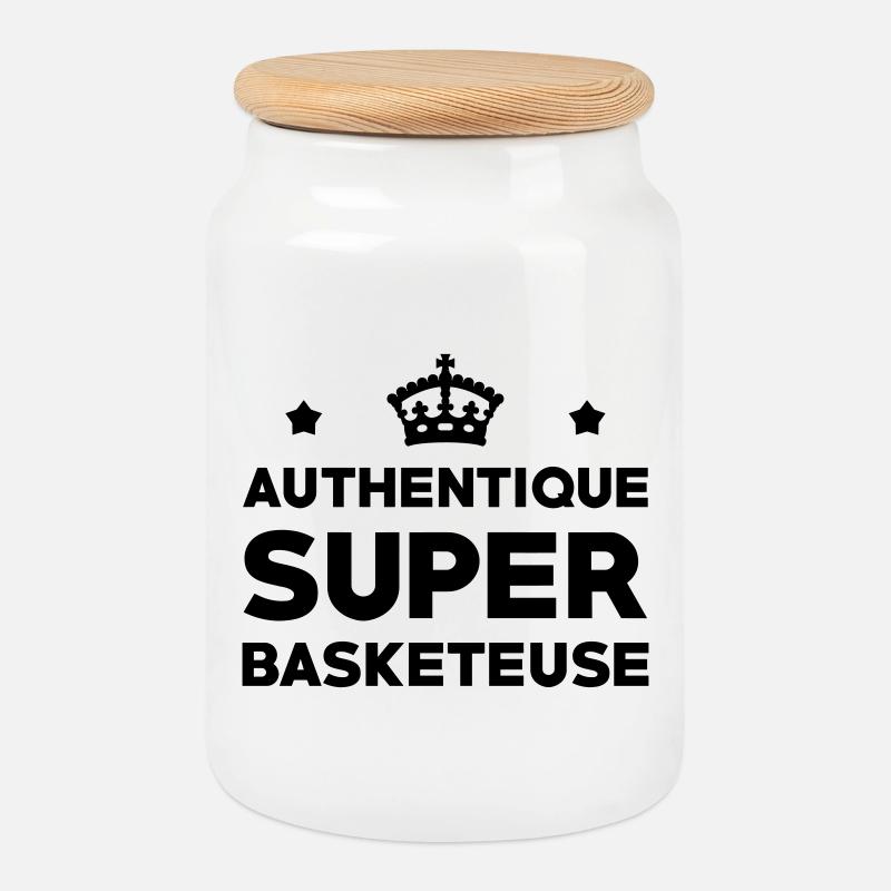 Authentic Super Basketball Player - Cookie Jar with Wooden Lid - white