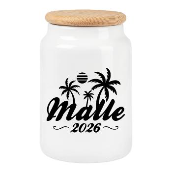 Malle 2026 Plage des Palmiers - Boîte à biscuits avec couvercle en bois - blanc - Devant