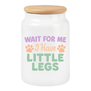 Le chien dit Humour Mème Humour, Drôle, petites jambes drôles - Boîte à biscuits avec couvercle en bois - blanc - Devant