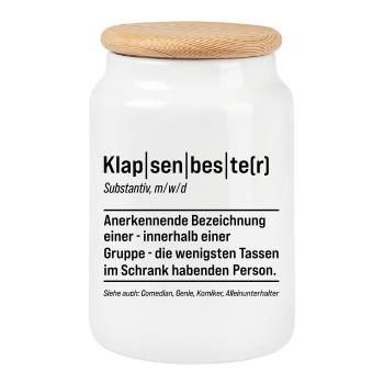Klapsenbester Klapse Psychiatrie Fun Sprüche - Keksdose mit Holzdeckel - Weiß - Vorne