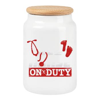Infirmière néo-intensive, Krankenschwester Neo Nursing With - Boîte à biscuits avec couvercle en bois - blanc - Devant