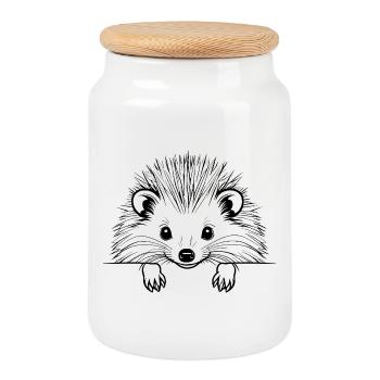 Animal hérisson Symbole de Compagnie - Boîte à biscuits avec couvercle en bois - blanc - Devant