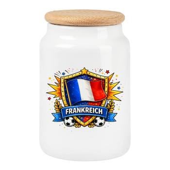 French flag in football shield - Cookie Jar with Wooden Lid - white - Front