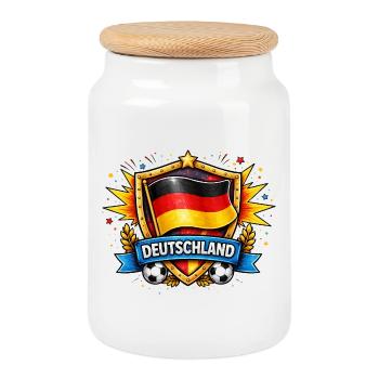 Conception du football du bouclier d’Allemagne - Boîte à biscuits avec couvercle en bois - blanc - Devant