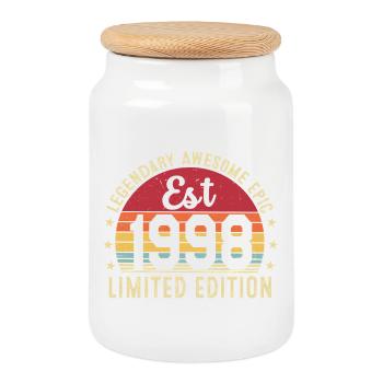 28. Jubiläum – Vintage-Geschenk 1998 - Keksdose mit Holzdeckel - Weiß - Vorne