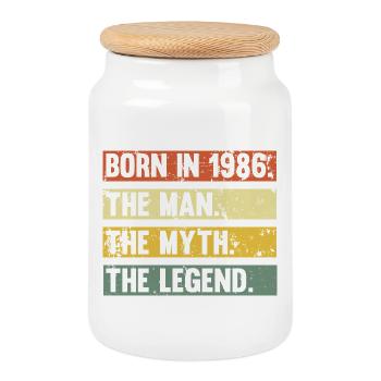 Born in 1986: The Man Myth Legend - Cookie Jar with Wooden Lid - white - Front