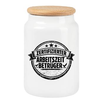 La fraude au temps de travail n’est pas un crime - Boîte à biscuits avec couvercle en bois - blanc - Devant