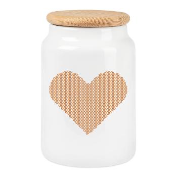 Pointillist Heart Mosaic - Cookie Jar with Wooden Lid - white - Front