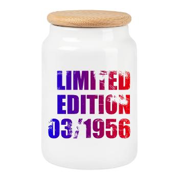 70th Birthday Limited Edition 03/1956 - Cookie Jar with Wooden Lid - white - Front