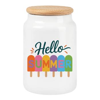 Hallo Sommer - Keksdose mit Holzdeckel - Weiß - Vorne