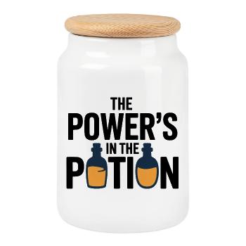 Pouvoir homéopathique dans l’équipement professionnel de potion - Boîte à biscuits avec couvercle en bois - blanc - Devant