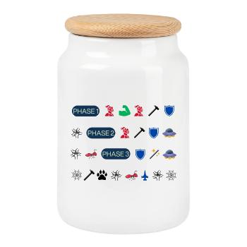 Ordre des super-héros - Boîte à biscuits avec couvercle en bois - blanc - Devant