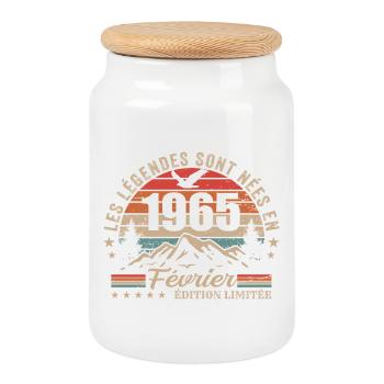 Légende vivante depuis février 1965 - Boîte à biscuits avec couvercle en bois - blanc - Devant