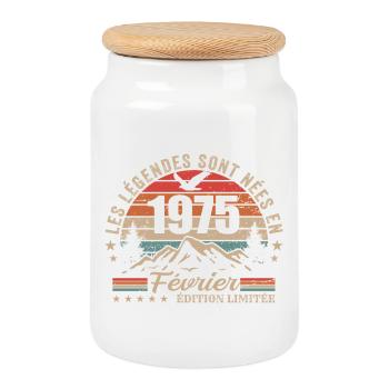 Légende vivante depuis février 1975 - Boîte à biscuits avec couvercle en bois - blanc - Devant