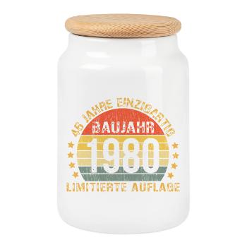46th Birthday Man Woman 46 Years 1980 Birthday - Cookie Jar with Wooden Lid - white - Front